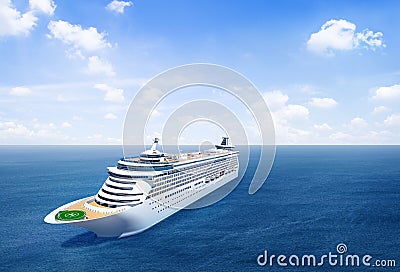 Scenic View Of The Ocean With 3D Cruise Ship Stock Photo