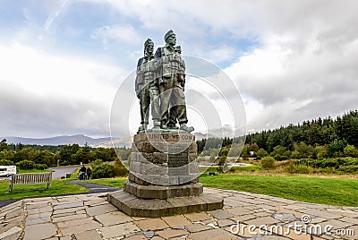 A scenic view of one of the best-known monuments in Scotland, The Commando Memorial Editorial Stock Photo