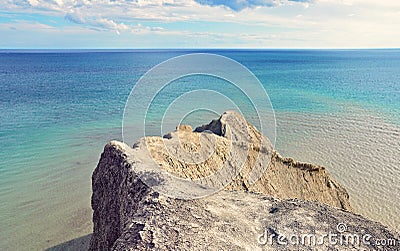 Scenic view over the rocks to the sea Stock Photo