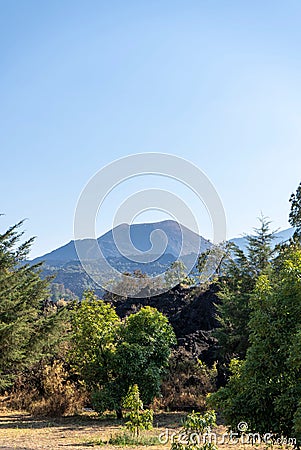 Scenic view of Paricutin volcano in Michoacan on a sunny day, Mexico Stock Photo