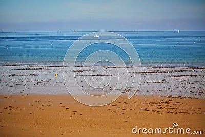 Scenic view of Plage du Sillon beach in Saint-Malo, Brittany, France Stock Photo