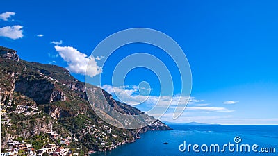 Aerial view of Positano photo 29 of 54, 360 degrees, beautiful Mediterranean village on Amalfi Coast Costiera Amalfitana in Stock Photo