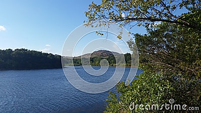 Mountain view at Quanah Parker Lake Stock Photo