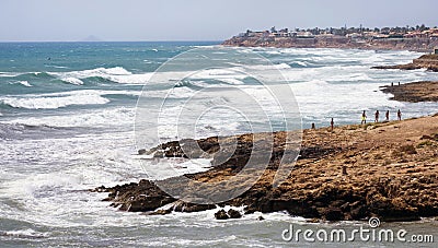 Scenic view of a raging seascape in Spain Editorial Stock Photo
