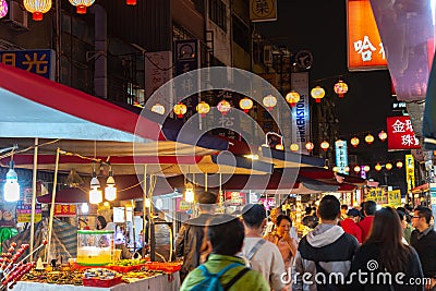 Scenic view of Raohe Street night market Editorial Stock Photo