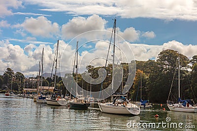Scenic view of River Seiont by the Caernarfon Castle in Wales, UK. Editorial Stock Photo