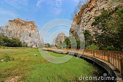Scenic view of rocky mountain of khao Ngu Stone Park , Ratchaburi , Thailand. Stock Photo