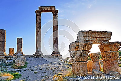 Scenic View Ruins of The Amman Citadel Before Sunset Stock Photo