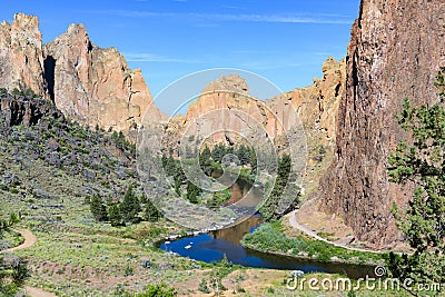 Scenic view of Smith Rock State Park in Oregon Stock Photo