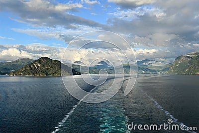 Storfjord from deck of cruise ship, Norway - Scandinavia Stock Photo
