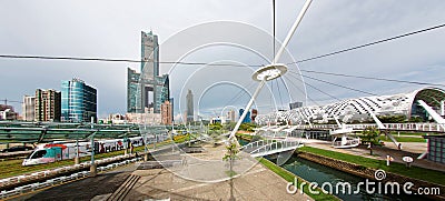 Scenic view of a sundial installation artwork in the park near Singuang Ferry Wharf of Kaohsiung Harbor Editorial Stock Photo