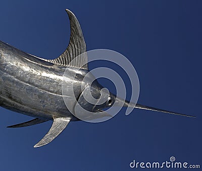 Scenic view of a swordfish on a blue background Stock Photo