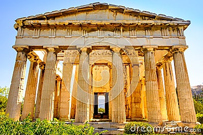 Scenic view of temple of Hephaestus in Ancient Agora, Athens Stock Photo