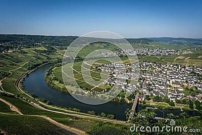 Scenic view of Trittenheim, Mosel, Germany on a sunny day Stock Photo