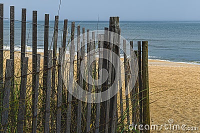 Wooden Wind Fence on a Florida Sand Dune Stock Photo