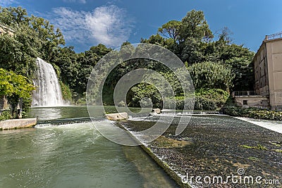 Scenic waterfall of Isola del Liri, small town in the province of Frosinone, Lazio, central Italy Stock Photo