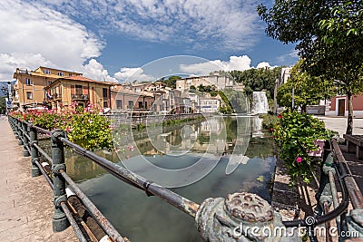 Scenic waterfall of Isola del Liri, small town in the province of Frosinone, Lazio, central Italy Stock Photo