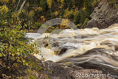 Baptism River High Falls In Autumn Stock Photo