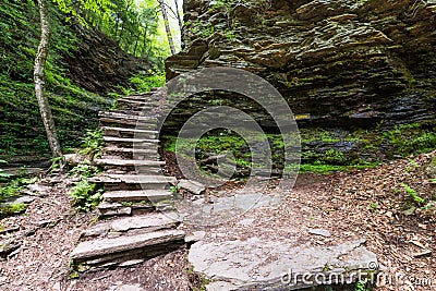 Scenic Waterfall in Ricketts Glen State Park in The Poconos in P Stock Photo