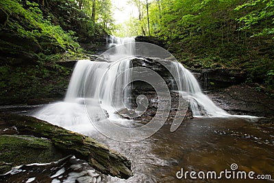 Scenic Waterfall in Ricketts Glen State Park in The Poconos in P Stock Photo