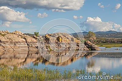 Scenic Willow Lake Stock Photo