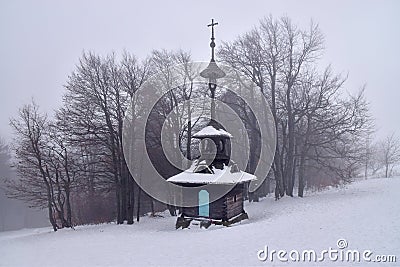 Old belfry in Beskydy mountains Stock Photo