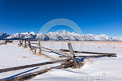 Winter view of the Teton Range in Grand Teton National Park, Wyoming Stock Photo