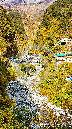 Scenic Yamunotri Temple in Uttarakhand, India Stock Photo