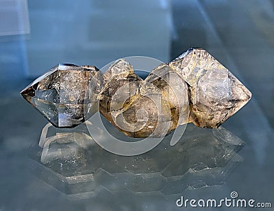 Scepter quartz from Brazil or Zepterquarz aus Brasilien minerals and crystals in the exhibition Mount SÃ¤ntis - Switzerland Editorial Stock Photo