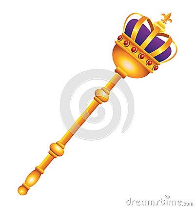 scepter queen golden accessory icon Vector Illustration