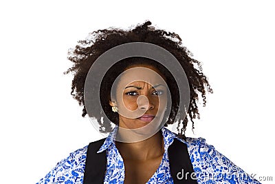 Sceptic afro american woman Stock Photo