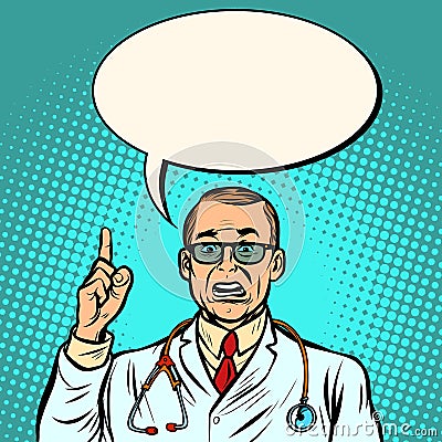 Sceptical male doctor. Medicine and health Vector Illustration