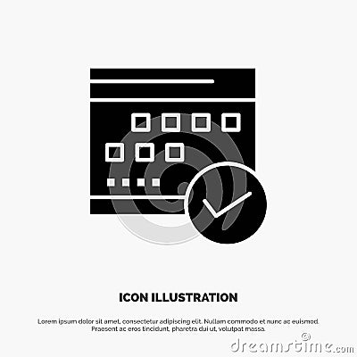 Schedule, Approved, Business, Calendar, Event, Plan, Planning solid Glyph Icon vector Vector Illustration