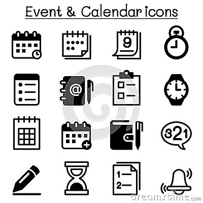 Schedule, Reminder, calendar & event icon set Vector Illustration