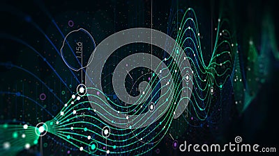 Schedule statistics data, analytical indicator sci-fi background, monitor screen in perspective Stock Photo