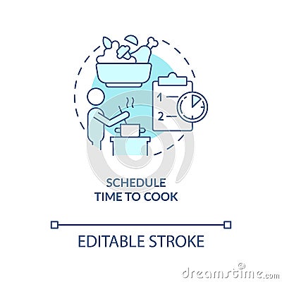 Schedule time to cook turquoise concept icon Vector Illustration