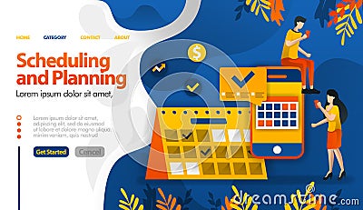 Scheduling and Planning apps, planning trips, determining meetings and activities vector illustration concept can be use for, land Vector Illustration
