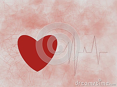 Schematic image of the heart and cardiogram. abstract illustration on the theme of cardiology Cartoon Illustration