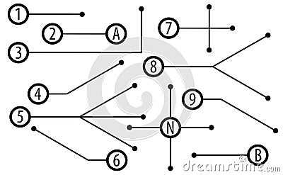 Schematic pointers. Extension lines to indicate the details of the drawings and diagrams. The elements of graphic design Vector Illustration