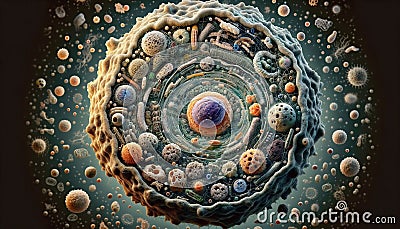 Schematic Representation of Cancer Cell Structure Generated by AI Stock Photo