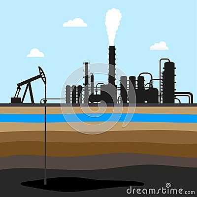 Scheme of oil production . industrial background. oil field Vector Illustration