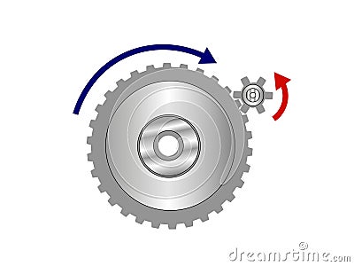 Scheme of the simplest gear in the form of two gears Vector Illustration