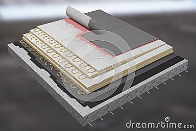 scheme of thermal insulation of the roof covering Stock Photo