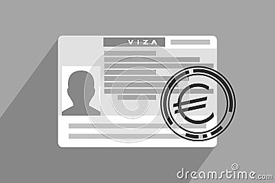 Schengen visa and imprint with euro sign Vector Illustration