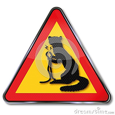Sign marten bites into cable of a car Vector Illustration