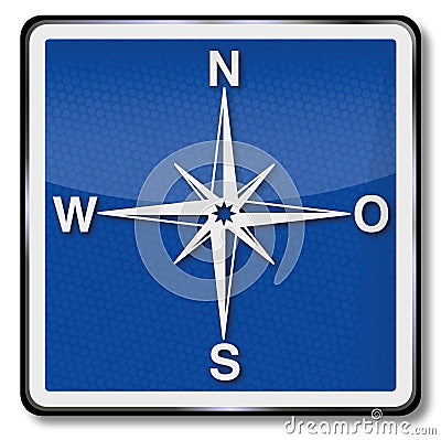 Compass, compass rose and indication of direction Vector Illustration