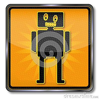 Plate with a small robot Vector Illustration