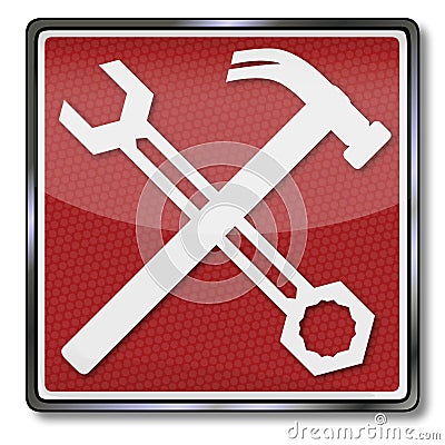 Sign with wrench and hammer Vector Illustration