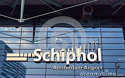 Schiphol Amsterdam airport entrance , Netherlands travelling Editorial Stock Photo