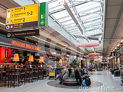 Schiphol Plaza shopping centre at Amsterdam Airport Holland Editorial Stock Photo